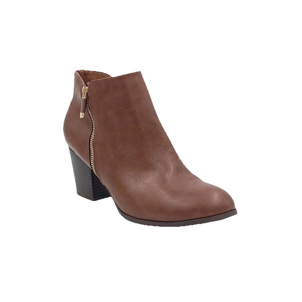 Style & Co Masrinaa Block-Heel Ankle Bootie Cognac Smooth Size 10M NIB